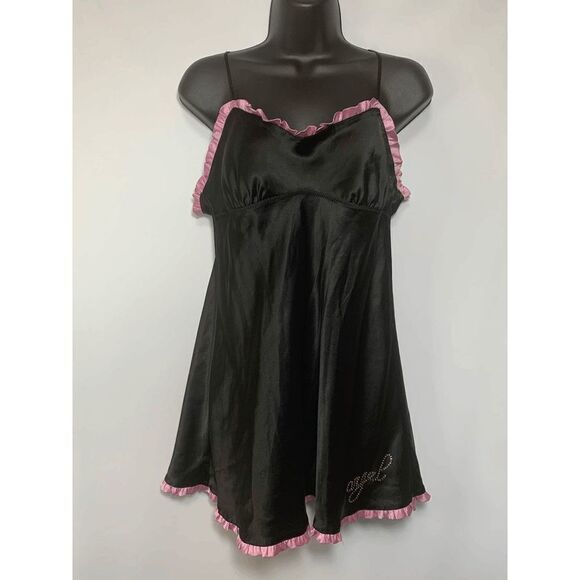 Vintage Victoria's Secret Angels Black and Pink Chemise Size Medium - Picture 1 of 10
